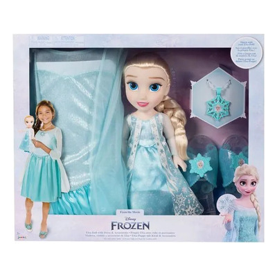 Encontraproduto.com.br - Boneca Disney Frozen Elsa Kit Com Fantasia Sapatos e Acessórios Tam. Único Multikids - BR2330