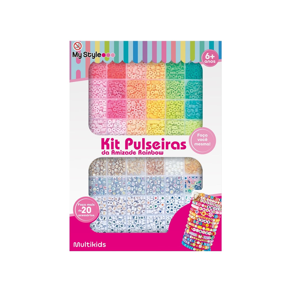 Encontraproduto.com.br - Kit Pulseiras da Amizade Arco-iris My Style tamanho G Multikids - BR2316