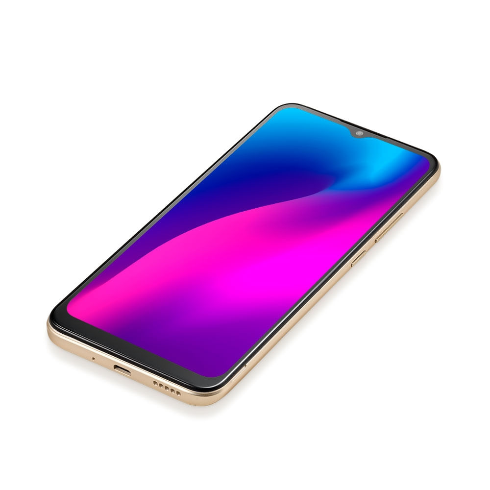 Encontraproduto.com.br - Smartphone Multi G Max 2 4G 32GB 6.5 pol. Dual Chip 2GB RAM 8MP + 5MP Android 11 Dourado + Cartão 32GB + Fone Com Fio - P9183D