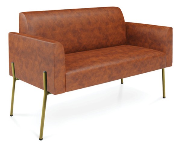 Encontraproduto.com.br - Sofá Namoradeira 2 Lugares Pé De Ferro Dourado Marisa Corano D03 Nozes