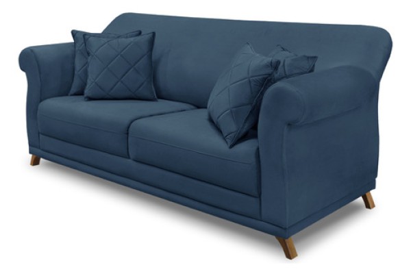 Encontraproduto.com.br - Sofá 2 Lugares Pé De Madeira Julieta 180 Cm Veludo S04 - Drossi Cor Uva