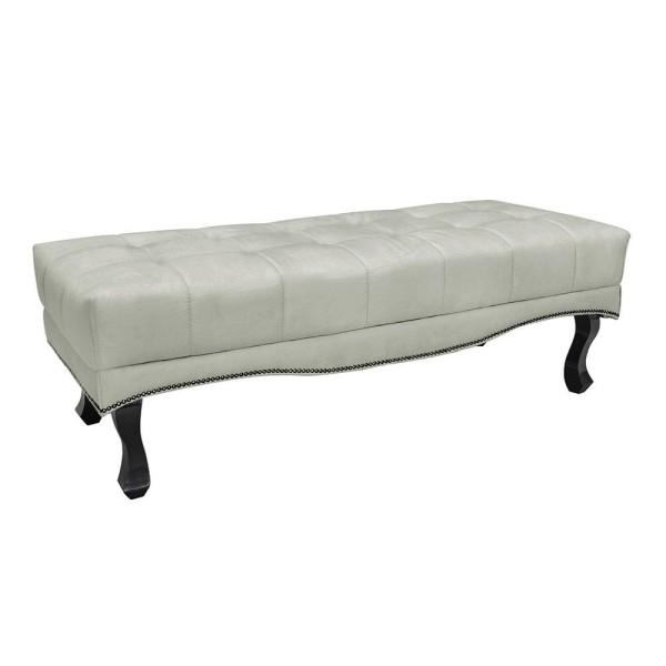 Puff Recamier Retrô Luis Xv Captonê Quarto Vicenza 90cm Veludo Prata S04 - Drossi