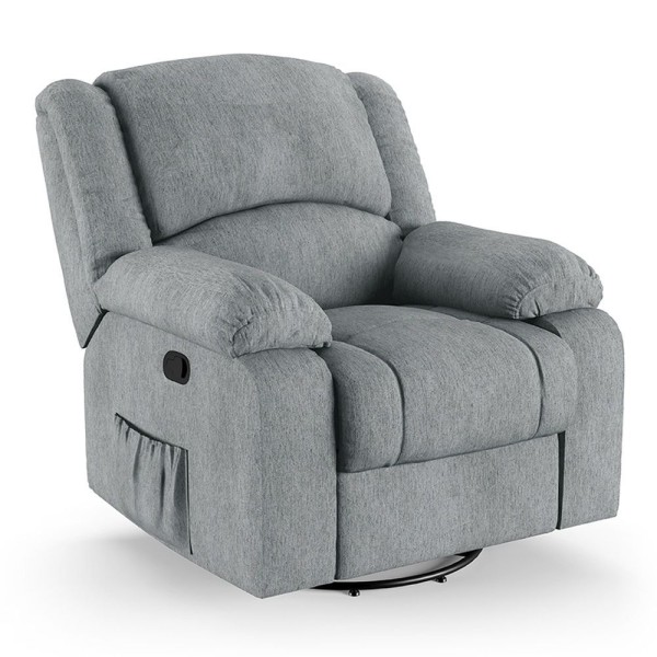Poltrona Do Papai Reclinável Melim Glider Giratória Linho Cinza Fh1 - Drossi