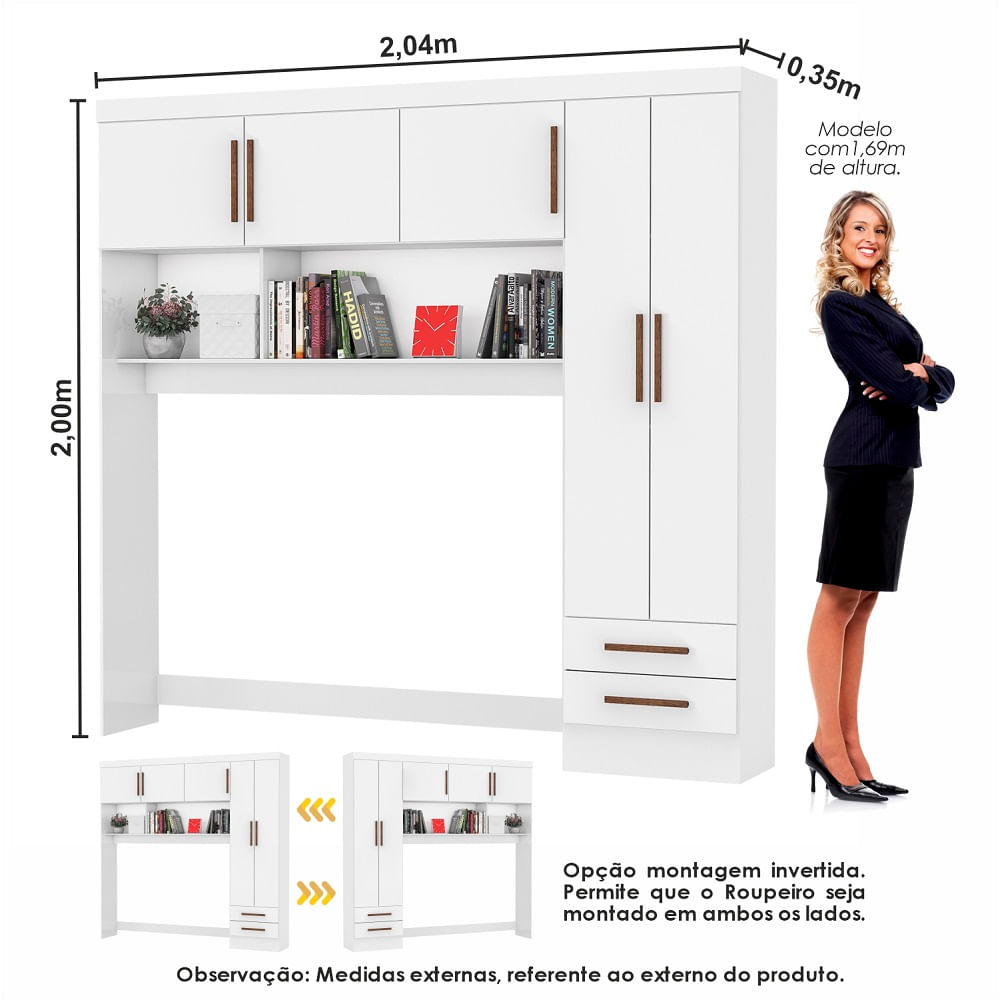 Encontraproduto.com.br - Quarto Modulado Casal com Espelho 7 Portas Belém Premium Carioca Móveis
