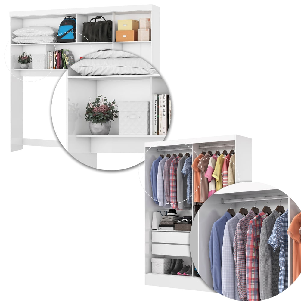 Encontraproduto.com.br - Quarto Modulado Casal com Cama 7 Portas Belém Carioca Móveis
