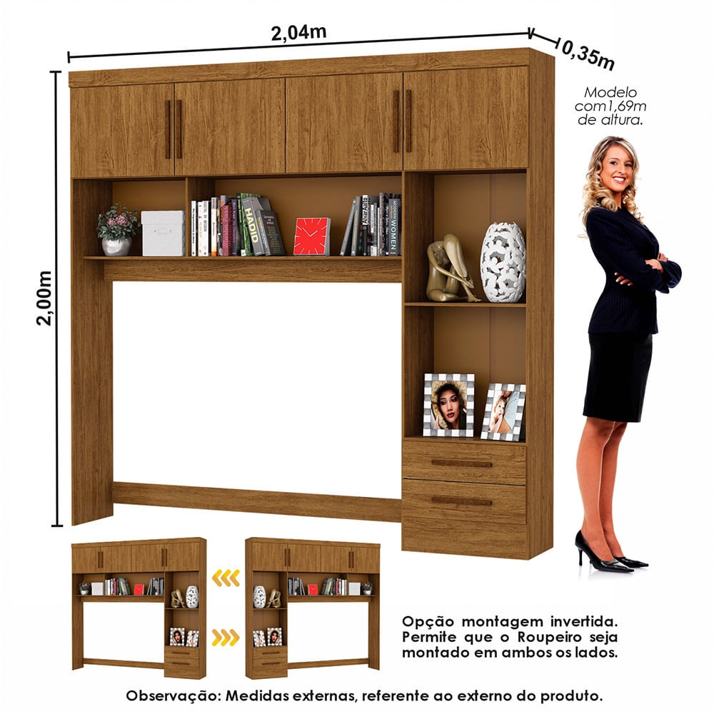 Encontraproduto.com.br - Guarda-Roupa Casal Modulado 4 Portas Hercules 4 Portas 4 Gavetas com Espelho