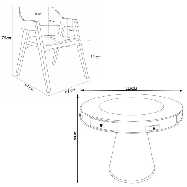 Encontraproduto.com.br - Conjunto Mesa de Jogos Carteado Bellagio Tampo Reversível Verde e 4 Cadeiras Madeira Poker Base Cone Linho OffWhite/Tabaco G42 - Gran Belo