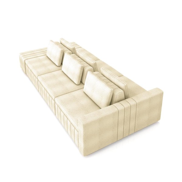 Encontraproduto.com.br - Sofá Ilha com Encosto e Almofadas Móveis Olimpo 335cm Modulado Bouclê Off White G45 - Gran Belo