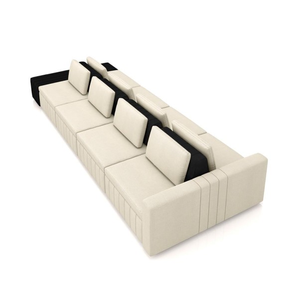 Encontraproduto.com.br - Sofá Ilha Com Encosto E Almofadas Móveis Olimpo 425cm Modulado Linho-pu Bege-preto G45 - Gran Belo