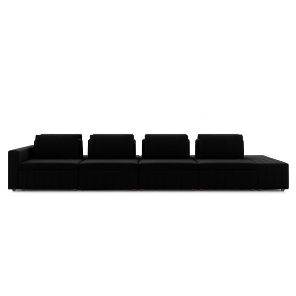 Encontraproduto.com.br - Sofá Ilha Com Encosto E Almofadas Móveis Olimpo 425cm Modulado Veludo Preto G45 - Gran Belo