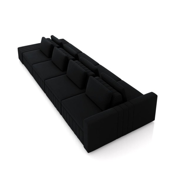 Encontraproduto.com.br - Sofá Ilha Com Encosto E Almofadas Móveis Olimpo 425cm Modulado Veludo Preto G45 - Gran Belo