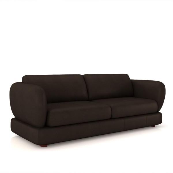 Encontraproduto.com.br - Sofá Living 3 Lugares 265cm Pés Madeira Dalian Couro Marrom G52 - Gran Belo