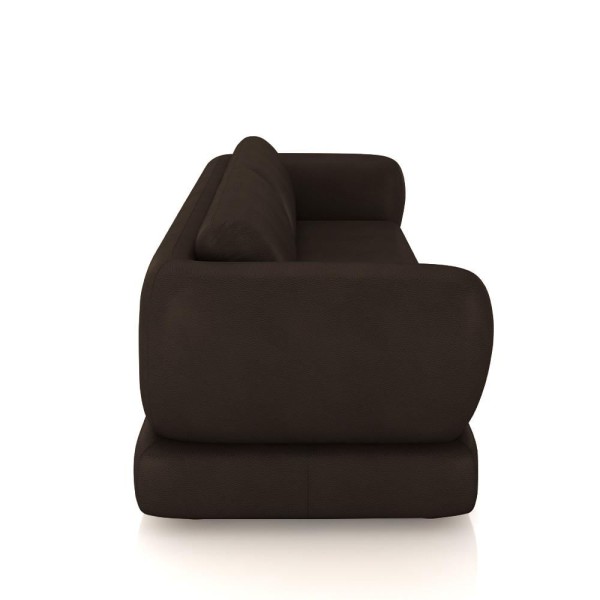 Encontraproduto.com.br - Sofá Living 3 Lugares 265cm Pés Madeira Dalian Couro Marrom G52 - Gran Belo