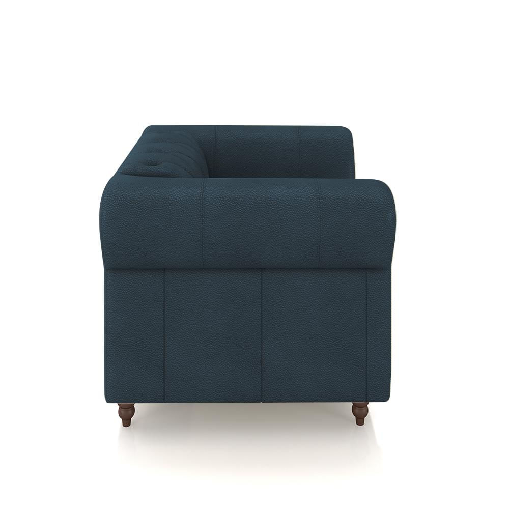Encontraproduto.com.br - Kit 2 Poltronas Decorativas Sala de Estar Stanford Chesterfield Pés de Madeira Couro Azul Marinho G58 - Gran Belo