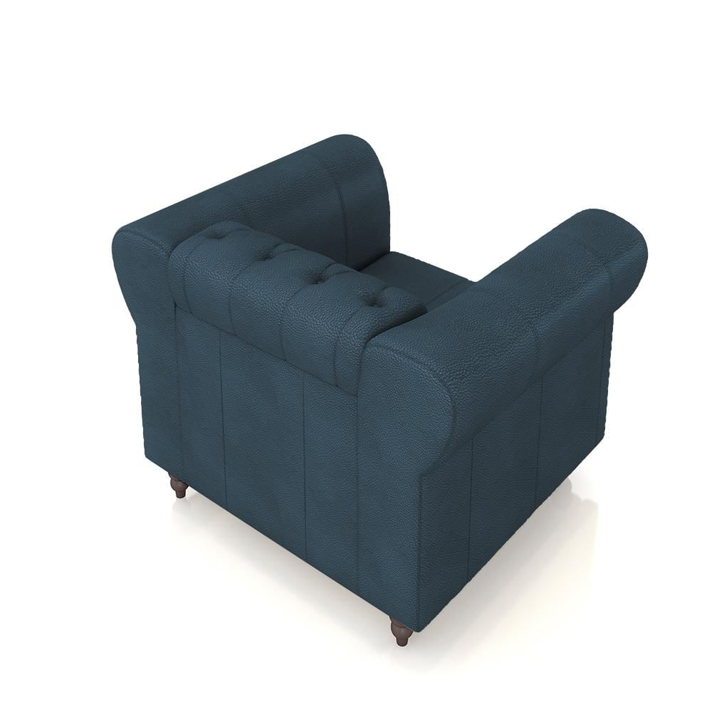 Encontraproduto.com.br - Kit 2 Poltronas Decorativas Sala de Estar Stanford Chesterfield Pés de Madeira Couro Azul Marinho G58 - Gran Belo