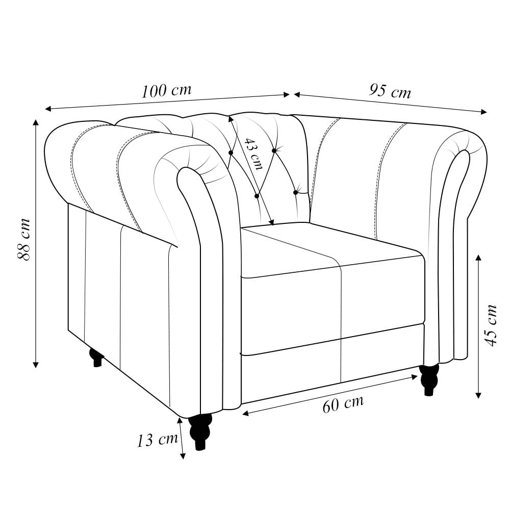 Kit 2 Poltronas Decorativas Sala de Estar Stanford Chesterfield Pés de Madeira Couro Verde Manchado G58 - Gran Belo