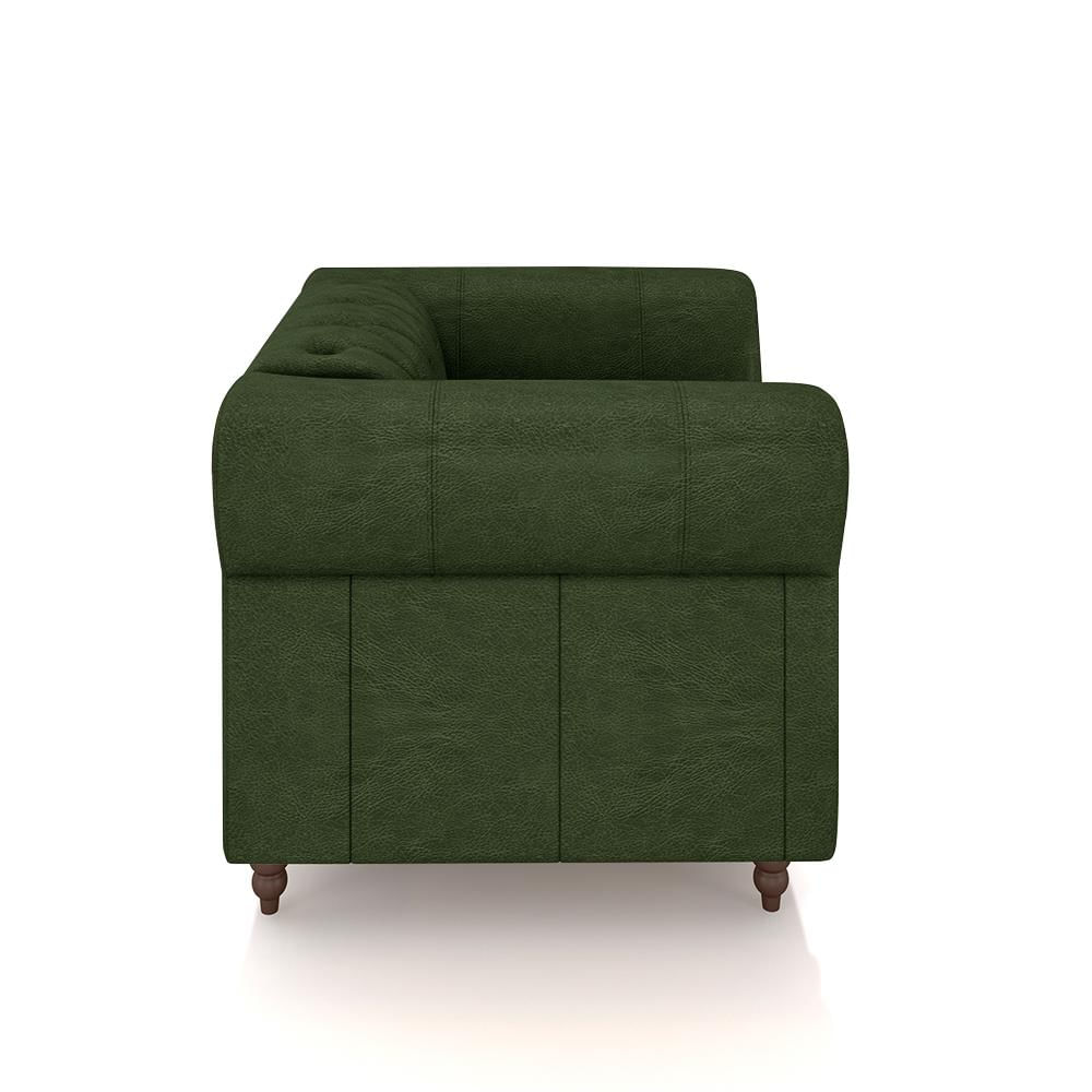 Encontraproduto.com.br - Kit 2 Poltronas Decorativas Sala de Estar Stanford Chesterfield Pés de Madeira Couro Verde Manchado G58 - Gran Belo
