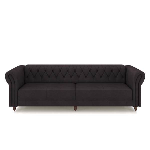 Conjunto de Sofá Sala de Estar Stanford Chesterfield 2 e 3 Lugares 180cm/260cm Pés Madeira Couro Borgonha G58 - Gran Belo
