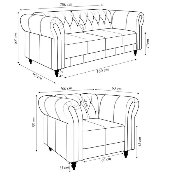 Encontraproduto.com.br - Conjunto Sala de Estar 1 Sofá Living 200cm e 2 Poltronas Stanford Chesterfield Pés Madeira Couro Wine Vinho G58 - Gran Belo
