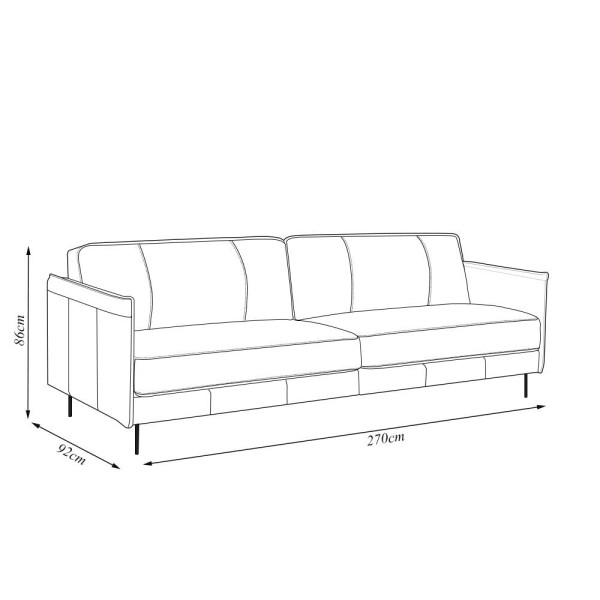 Encontraproduto.com.br - Sofá Decorativo Anthony 4 Lugares Sala De Estar 270cm Pés Em Aço Couro Conhaque