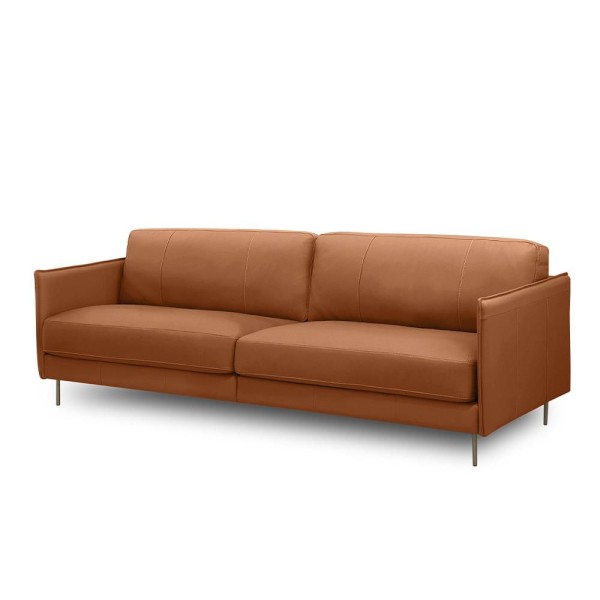 Encontraproduto.com.br - Sofá Decorativo Anthony 4 Lugares Sala De Estar 270cm Pés Em Aço Couro Conhaque