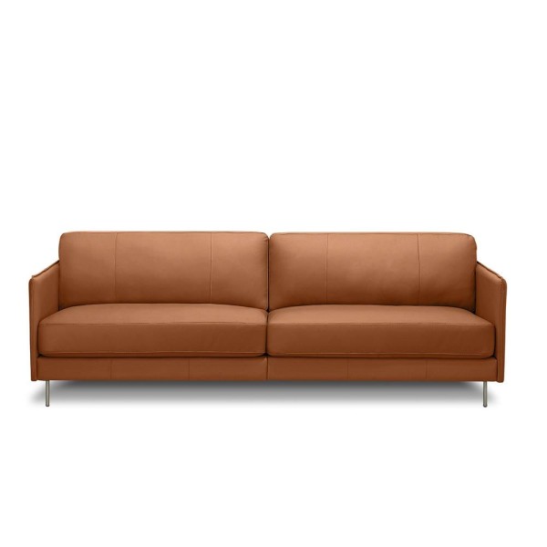 Encontraproduto.com.br - Sofá Decorativo Anthony 4 Lugares Sala De Estar 270cm Pés Em Aço Couro Conhaque