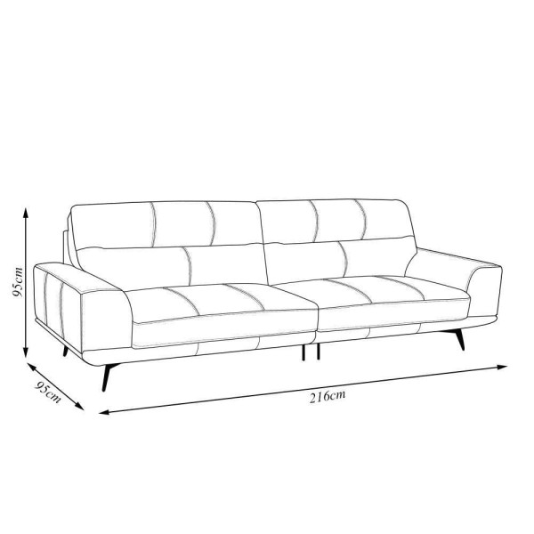 Encontraproduto.com.br - Sofá Decorativo Ashton 3 Lugares Sala De Estar 216cm Pés Em Aço Couro Conhaque G88 - Gran Belo