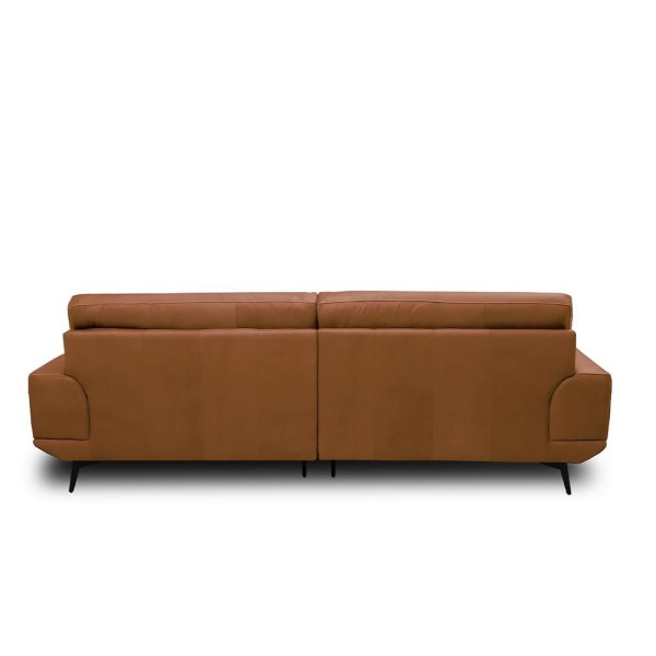 Encontraproduto.com.br - Sofá Decorativo Ashton 3 Lugares Sala De Estar 216cm Pés Em Aço Couro Conhaque G88 - Gran Belo