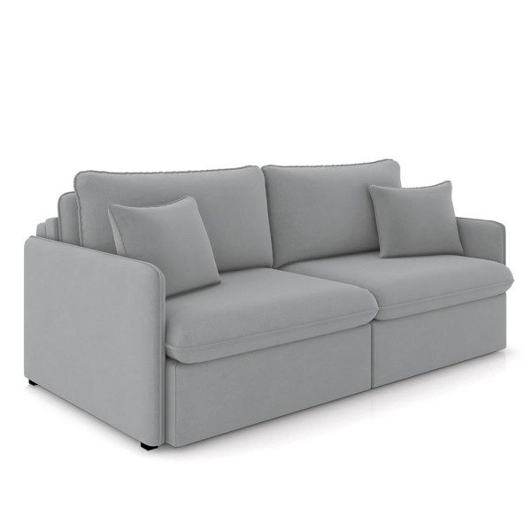 Encontraproduto.com.br - Sofá Reclinável e Retrátil Gandalf Bipartido 174cm Caixa Zero com Almofadas Veludo Cinza G33 - Gran Belo
