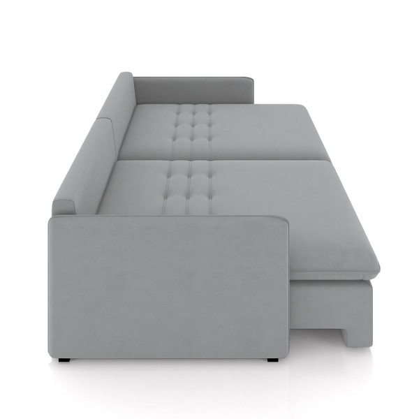 Encontraproduto.com.br - Sofá Reclinável e Retrátil Gandalf Bipartido 174cm Caixa Zero com Almofadas Veludo Cinza G33 - Gran Belo