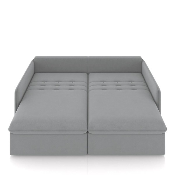 Encontraproduto.com.br - Sofá Reclinável e Retrátil Gandalf Bipartido 174cm Caixa Zero com Almofadas Veludo Cinza G33 - Gran Belo