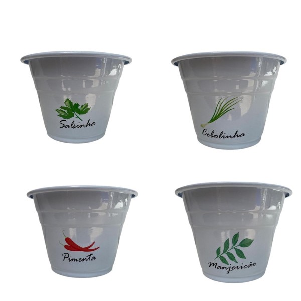 Encontraproduto.com.br - Quatro Vasos Brancos 10 x 15 aluminio para Temperos