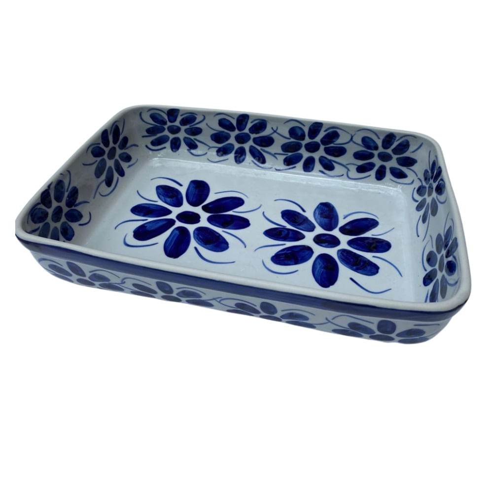 Travessa de Porcelana Pintada a Mao 33 X 22 X 6 CM