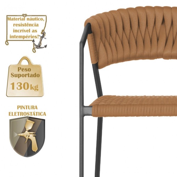 Encontraproduto.com.br - 2 Cadeiras Tricô Náutico E Alumínio Proteção Uv Varanda Terra Cota