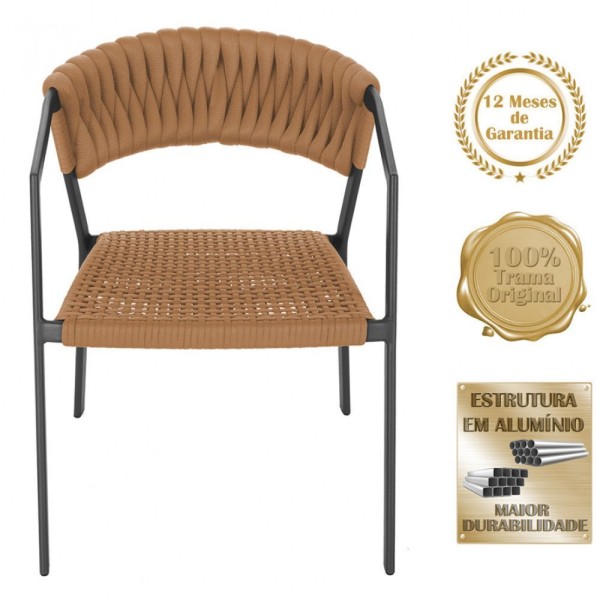Encontraproduto.com.br - 2 Cadeiras Tricô Náutico E Alumínio Proteção Uv Varanda Terra Cota