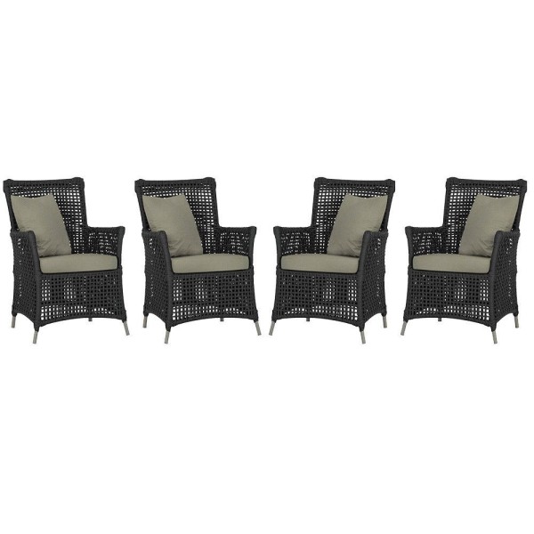4 Poltronas Igapó Alumínio Pintura Fendi Corda Náutica E8 Preto