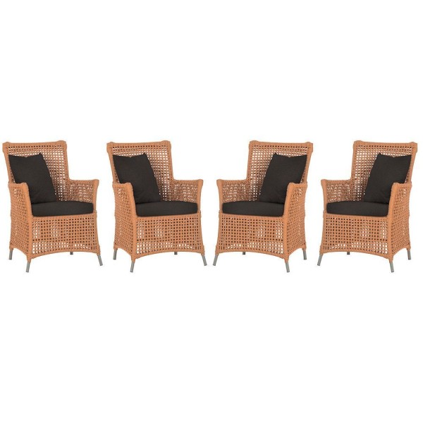 4 Poltronas Igapó Alumínio Pintura Fendi Corda Náutica E9 Terra Cota