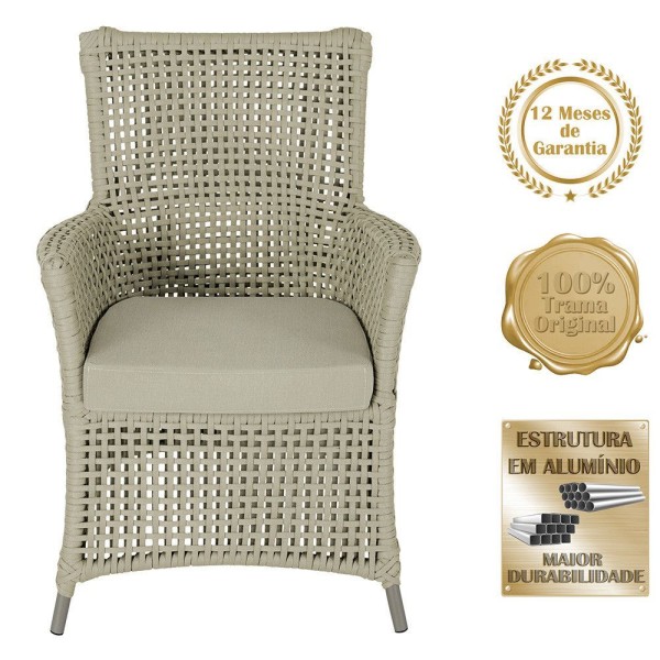 Encontraproduto.com.br - 2 Poltronas E 1 Mesa Igapó Alumínio Fendi Corda Náutica E7 Rami