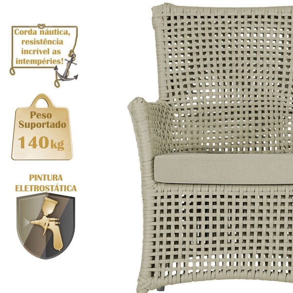 Encontraproduto.com.br - 2 Poltronas E 1 Mesa Igapó Alumínio Fendi Corda Náutica E7 Rami