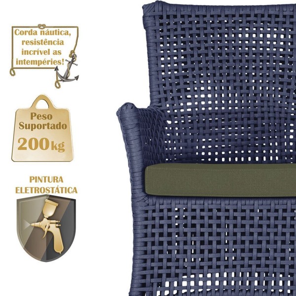 Encontraproduto.com.br - 1 Sofá área Externa Igapó Alumínio Fendi Corda Náutica E13 Azul