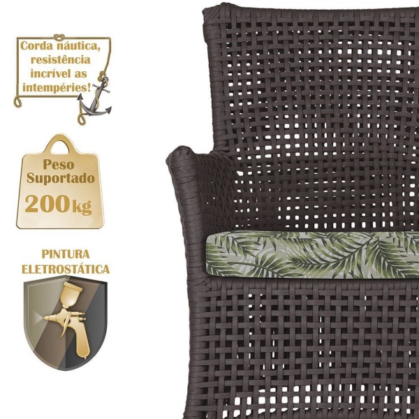 Encontraproduto.com.br - 1 Sofá área Externa Igapó Alumínio Fendi Corda Náutica E5 Marrom