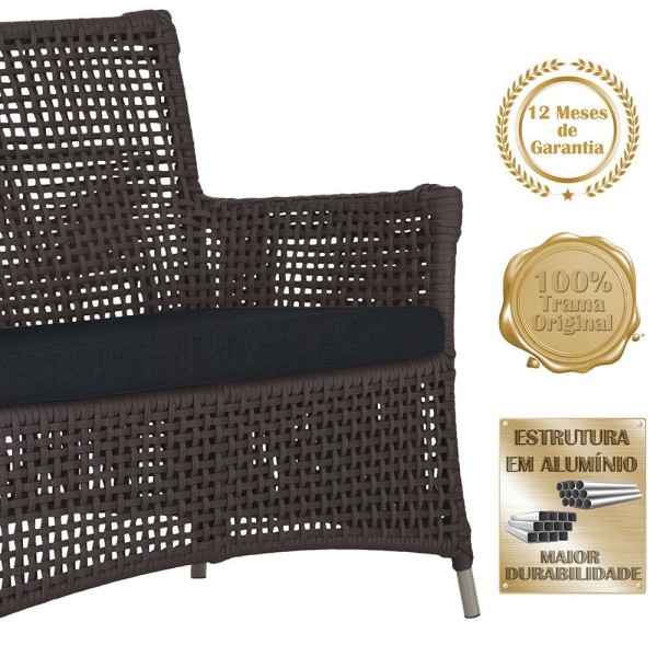 Encontraproduto.com.br - 1 Sofá área Externa Igapó Alumínio Fendi Corda Náutica E12 Marrom