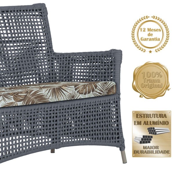 Encontraproduto.com.br - 1 Sofá área Externa Igapó Alumínio Fendi Corda Náutica E6 Prata