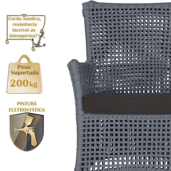 Encontraproduto.com.br - 1 Sofá área Externa Igapó Alumínio Fendi Corda Náutica E9 Prata