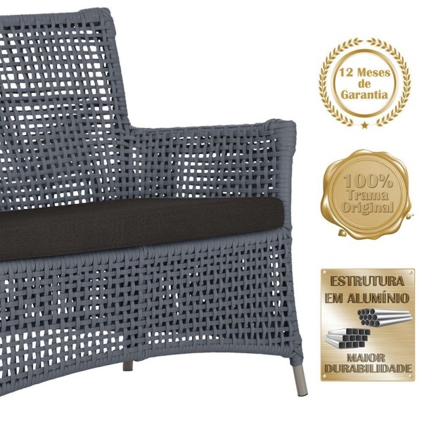 Encontraproduto.com.br - 1 Sofá área Externa Igapó Alumínio Fendi Corda Náutica E9 Prata