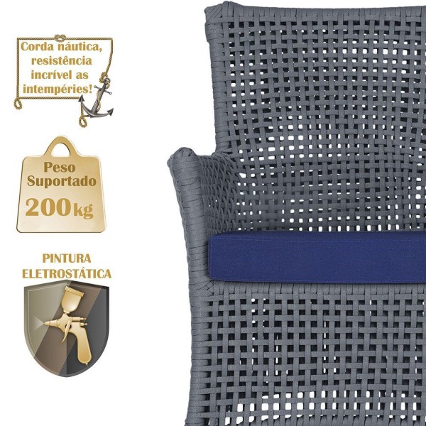 Encontraproduto.com.br - 1 Sofá área Externa Igapó Alumínio Fendi Corda Náutica E10 Prata