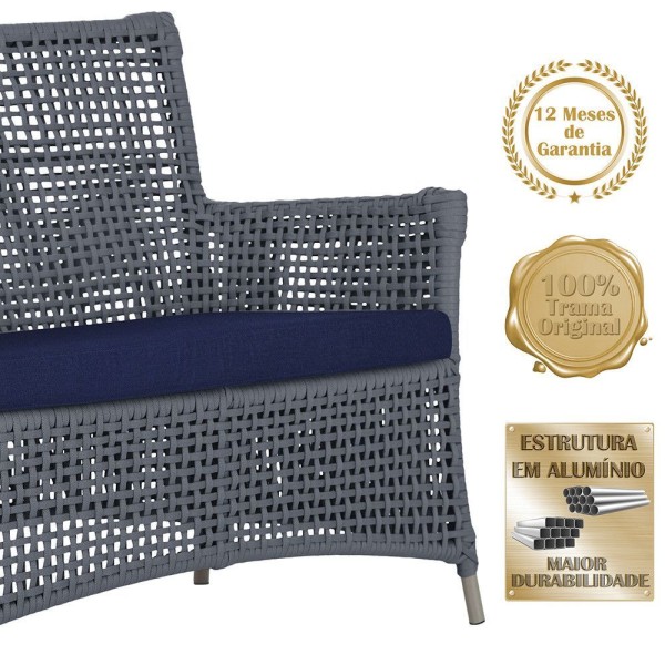 Encontraproduto.com.br - 1 Sofá área Externa Igapó Alumínio Fendi Corda Náutica E10 Prata