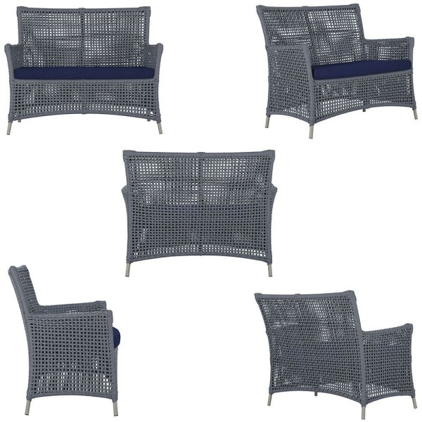 Encontraproduto.com.br - 1 Sofá área Externa Igapó Alumínio Fendi Corda Náutica E10 Prata