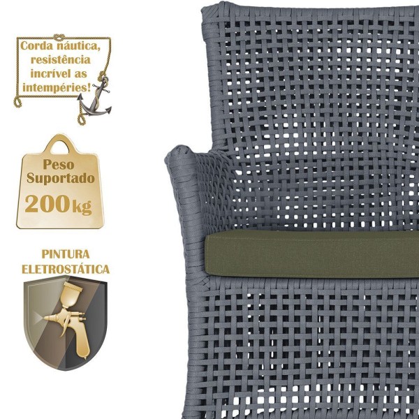 Encontraproduto.com.br - 1 Sofá área Externa Igapó Alumínio Fendi Corda Náutica E13 Prata