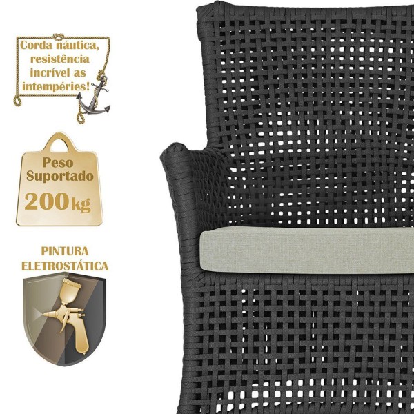 Encontraproduto.com.br - 1 Sofá área Externa Igapó Alumínio Fendi Corda Náutica E3 Preto
